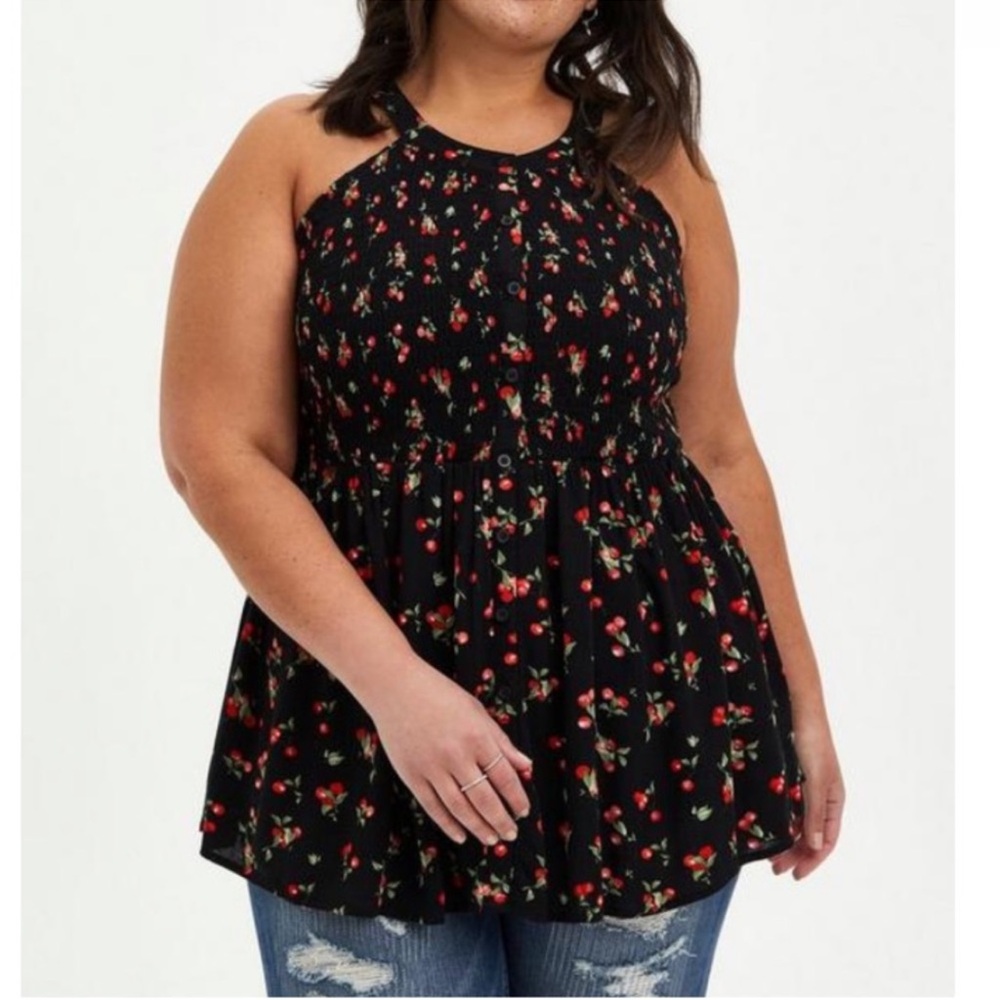 Torrid Red and Black Sleeveless Blouse